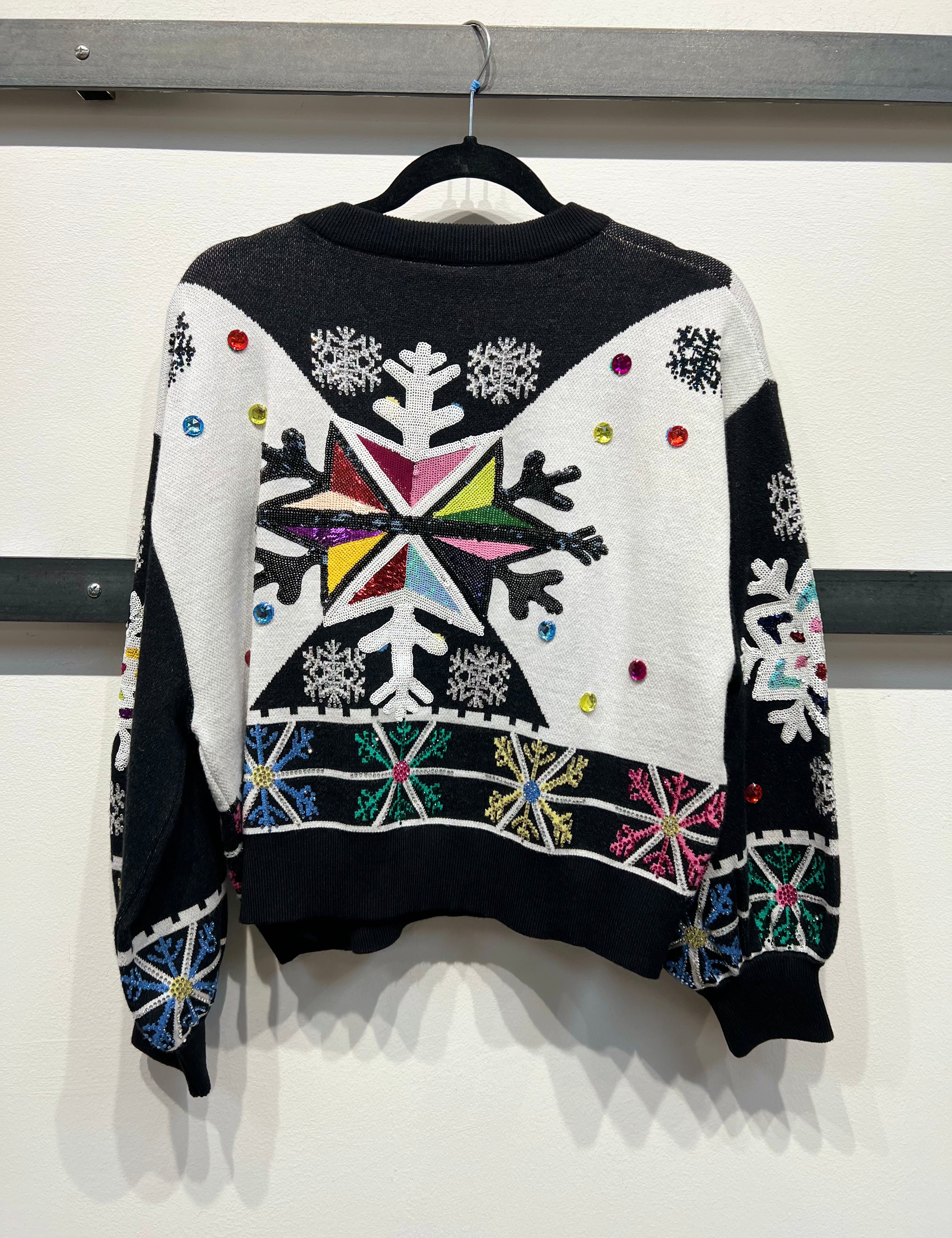 Vintage Snowflake Colorblock Sweater - Black & White [Queen of Sparkles]