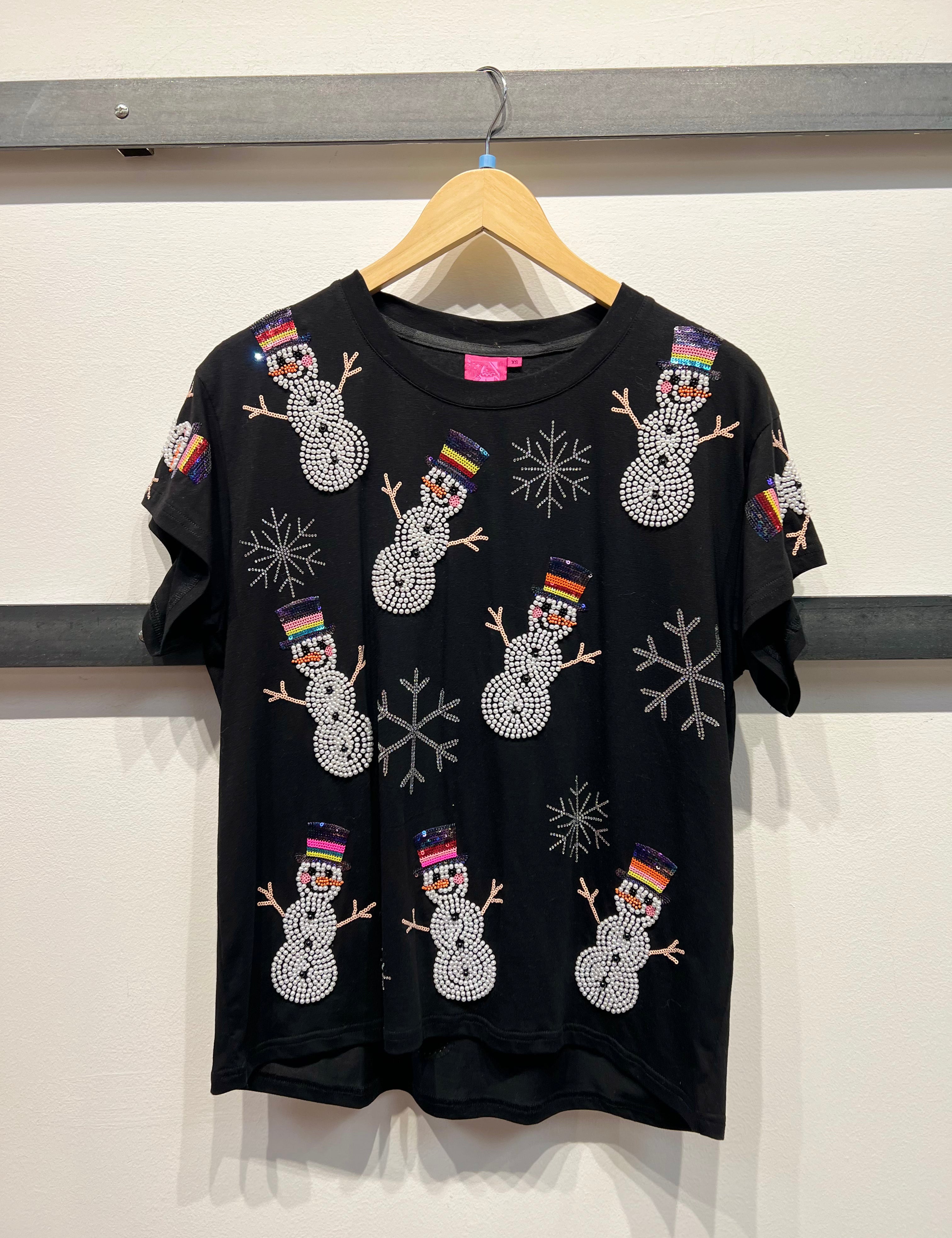 Pearl Snowmen Tee - Black [Queen of Sparkles]