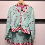 Peppermint Stripe Trim Candy Cane Snowflake Cardigan - Mint [Queen of Sparkles]