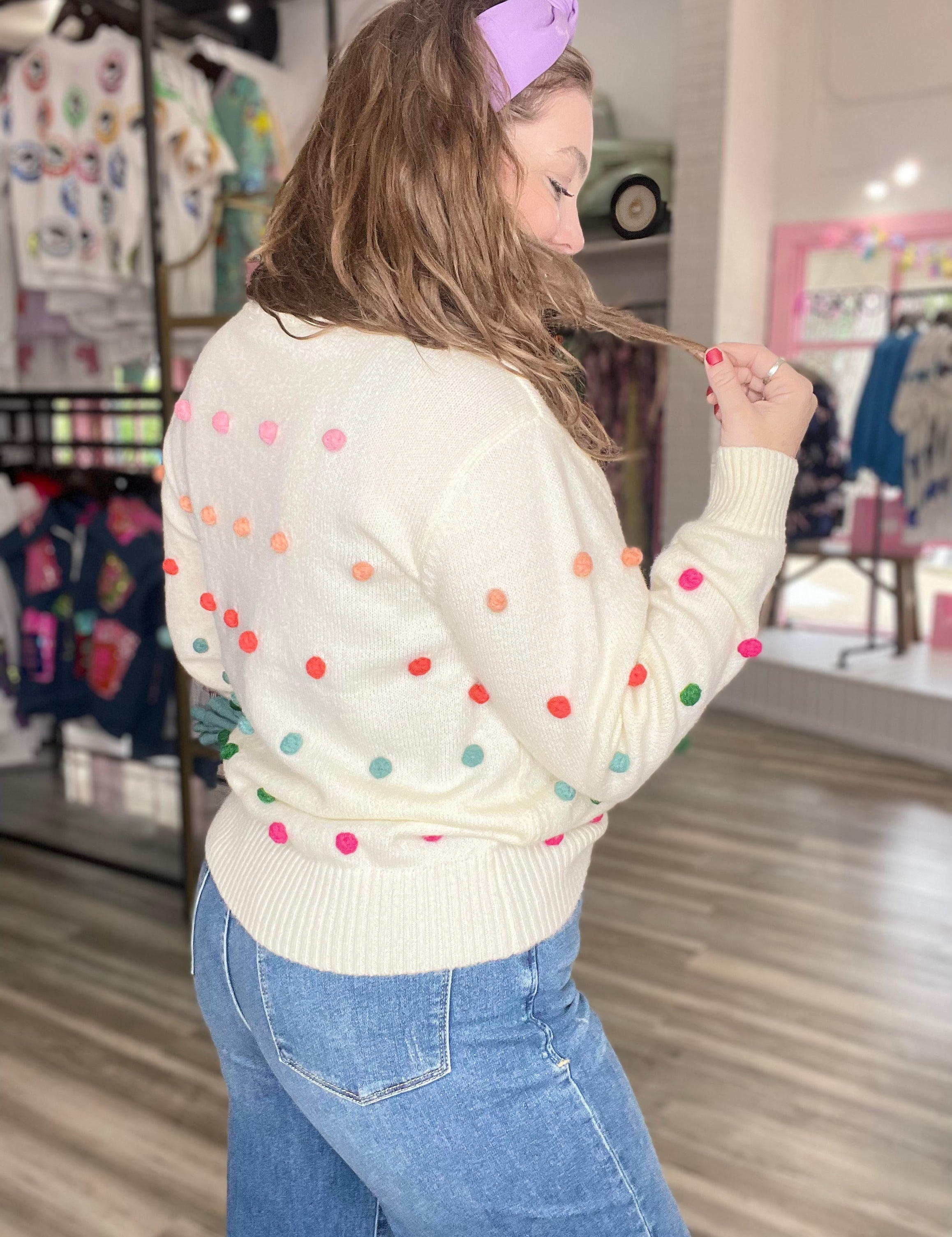 Freya Pom-poms Knit Sweater