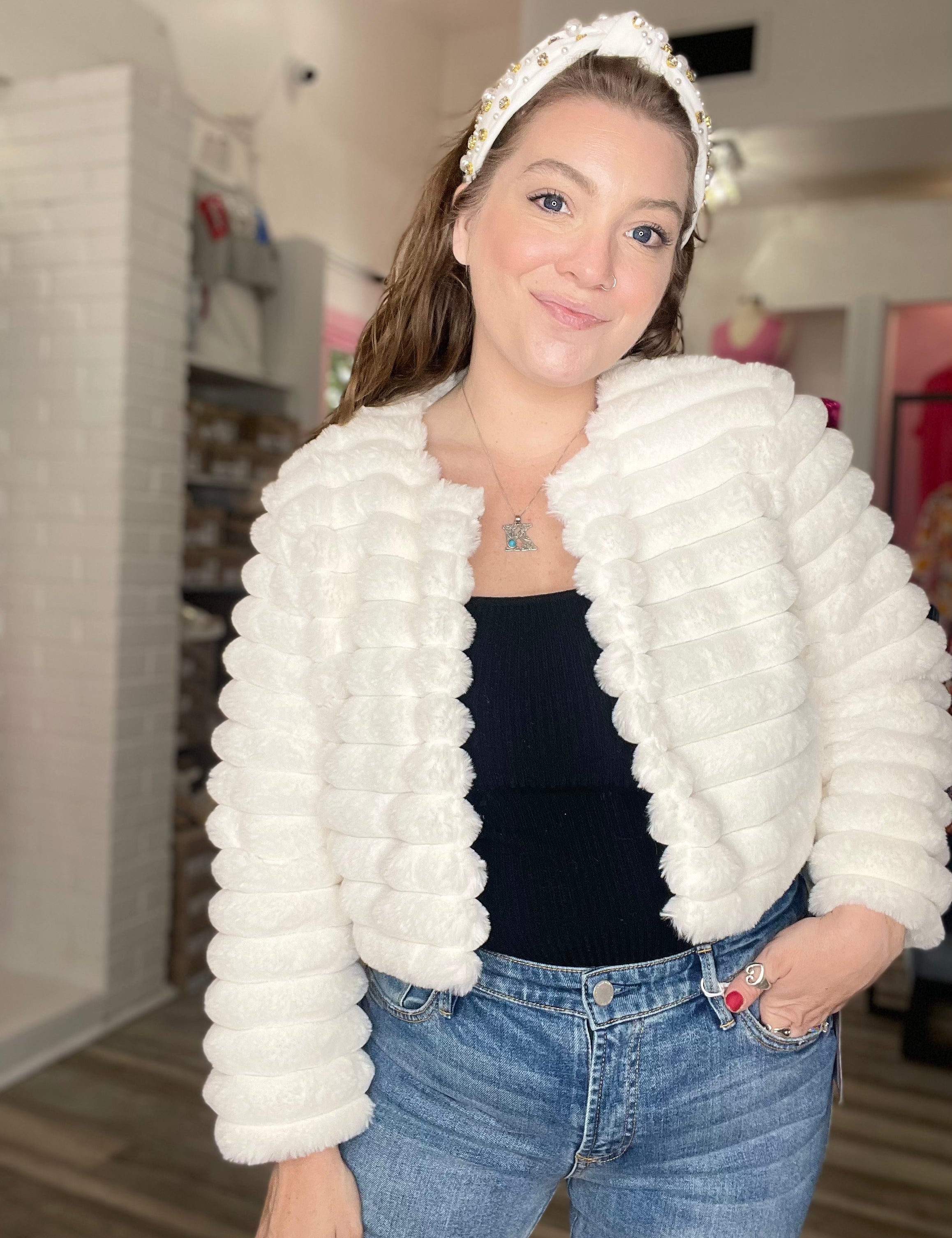 Vestis Faux Fur Jacket Ivory