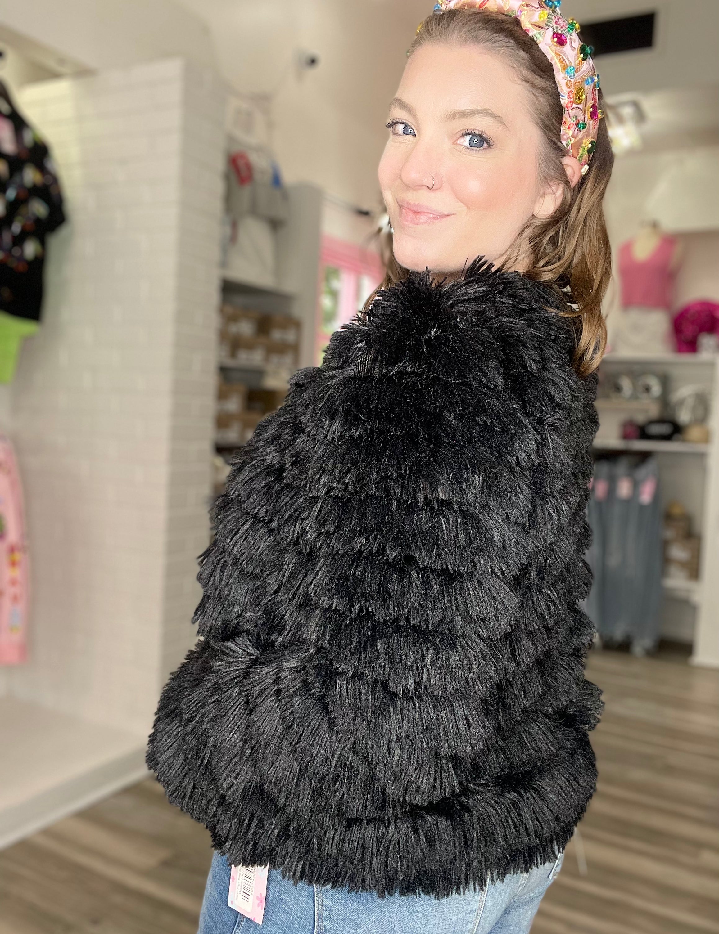 Cora Faux Fur Jacket Black