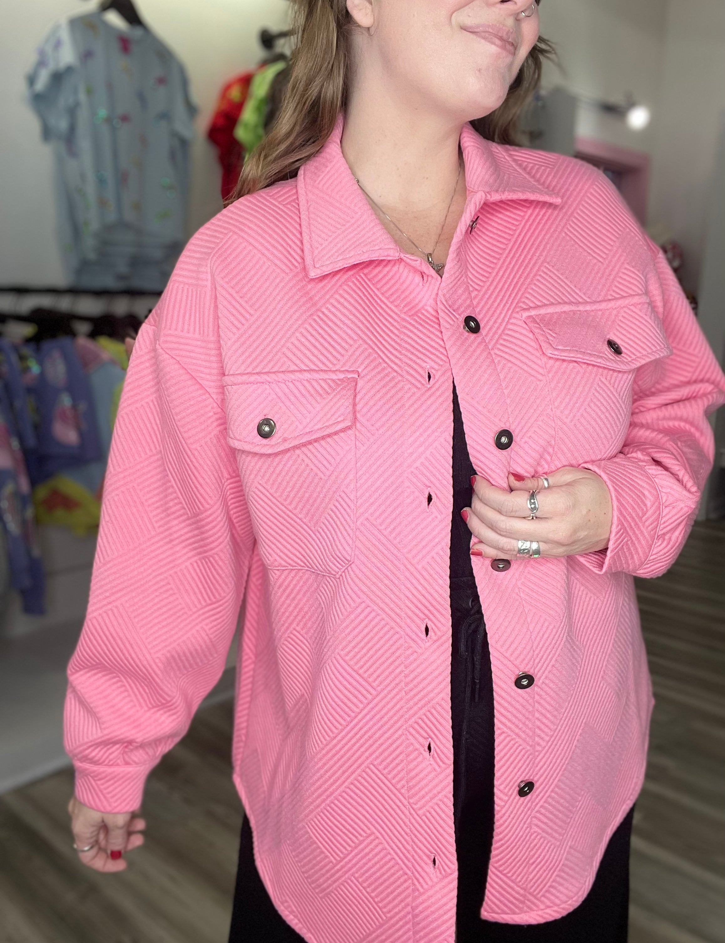 Maya Button Up Shirt With Pockets - Pink