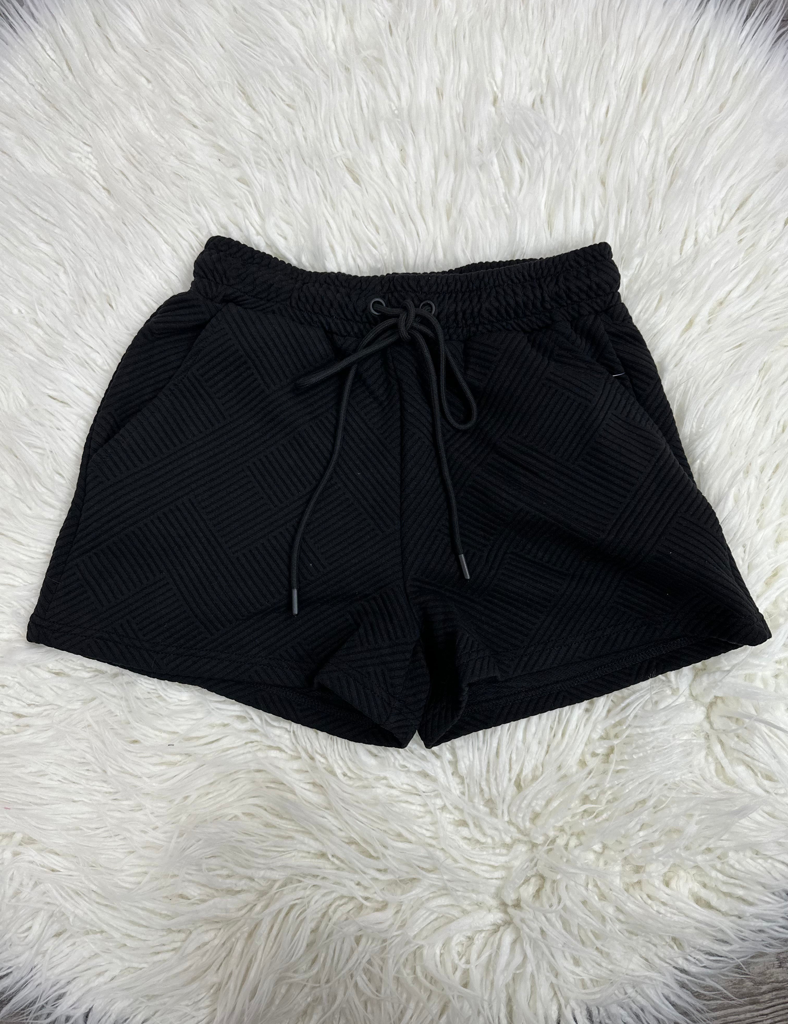 Rhea Textured Shorts Black