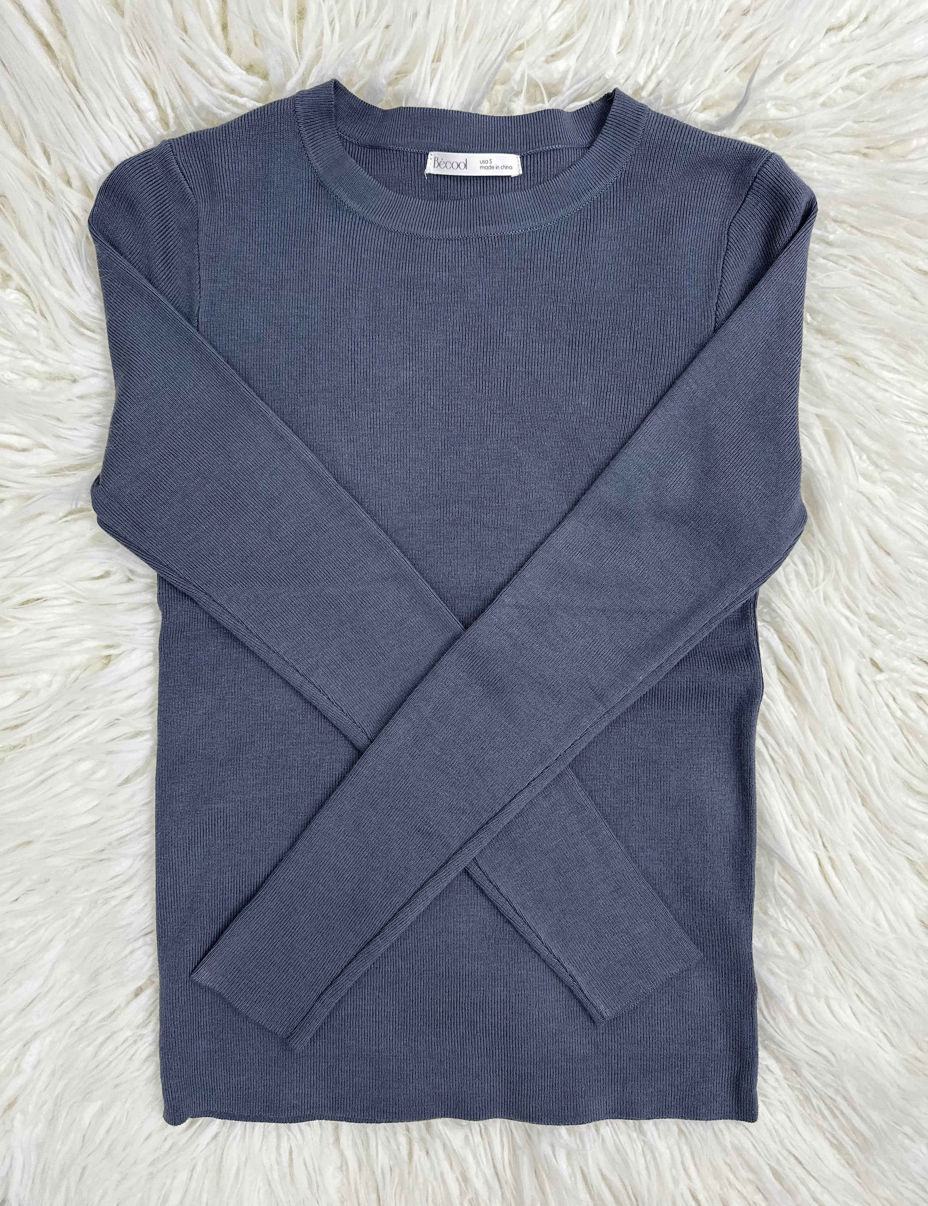 Alexi Long Sleeve Crewneck Charcoal Blue