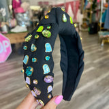 Black Headband with Neon Ghosts & Crystals [Brianna Cannon]