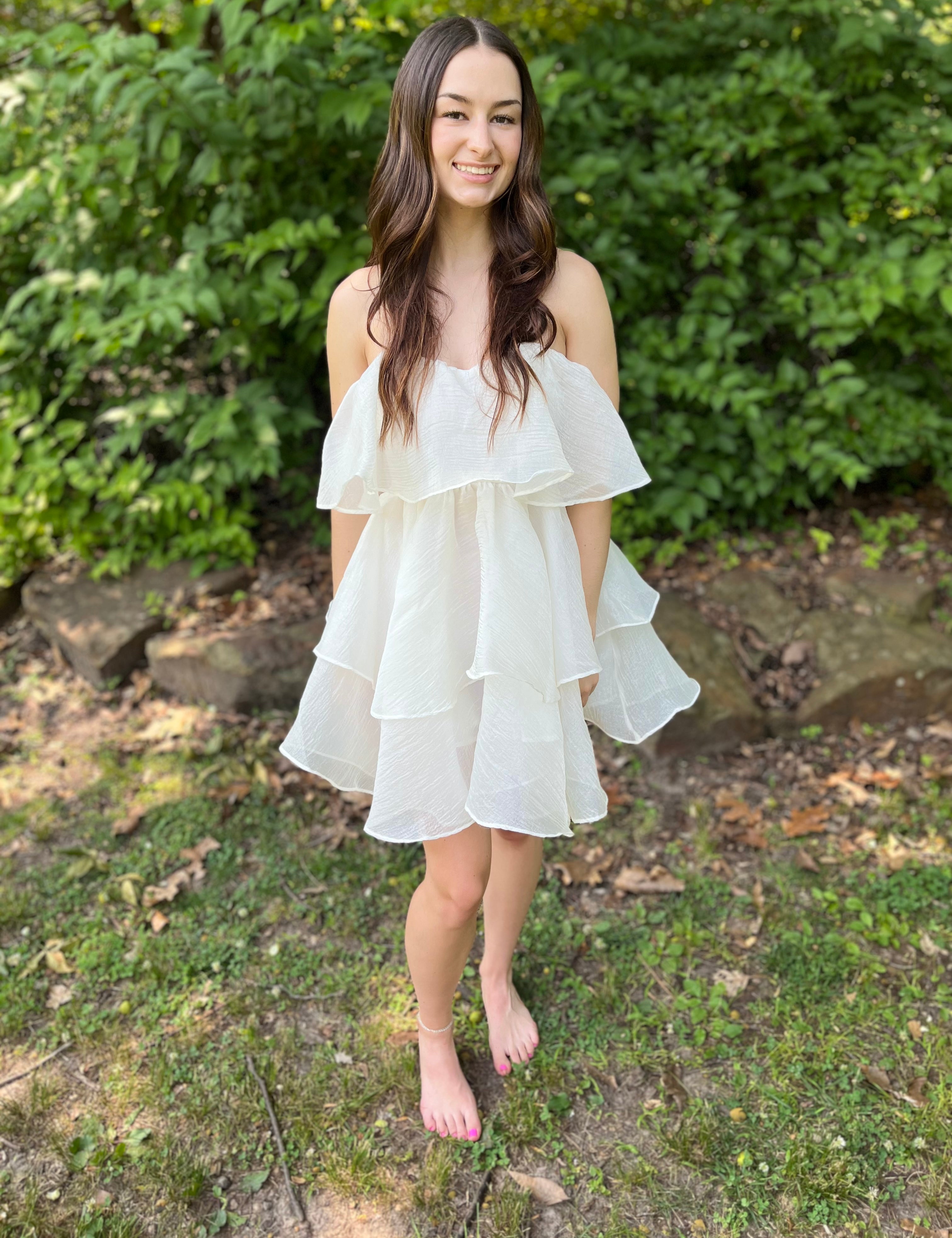 Made You Smile Ivory Strapless Ruffle Dress