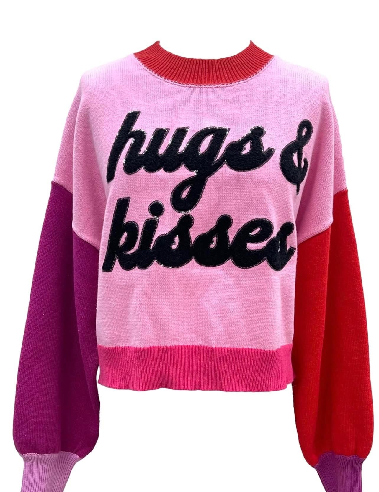 Colorblock Hugs & Kisses Sweater - Pink [Queen of Sparkles]