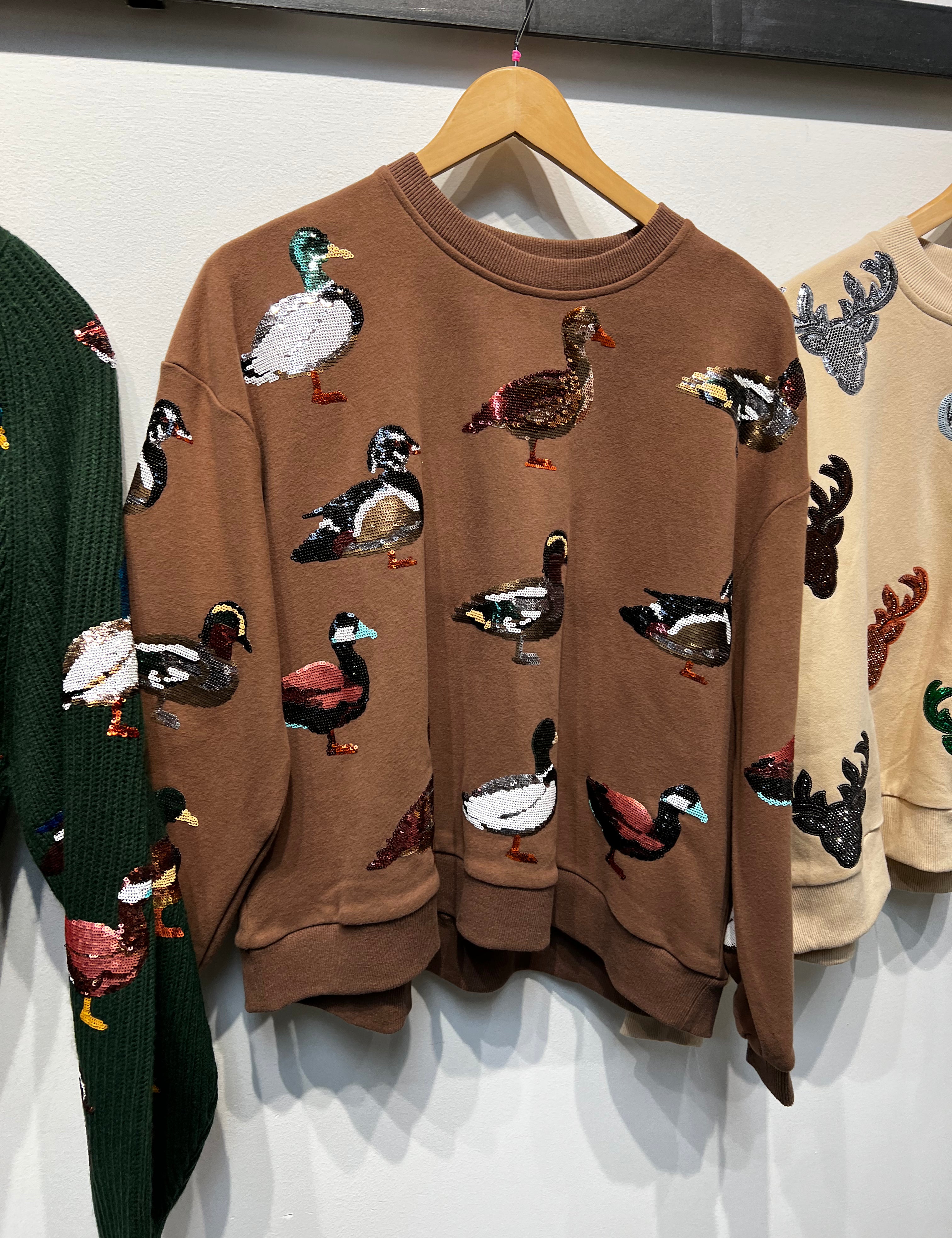 Scattered Duck Sweatshirt - Brown [Queen of Sparkles]