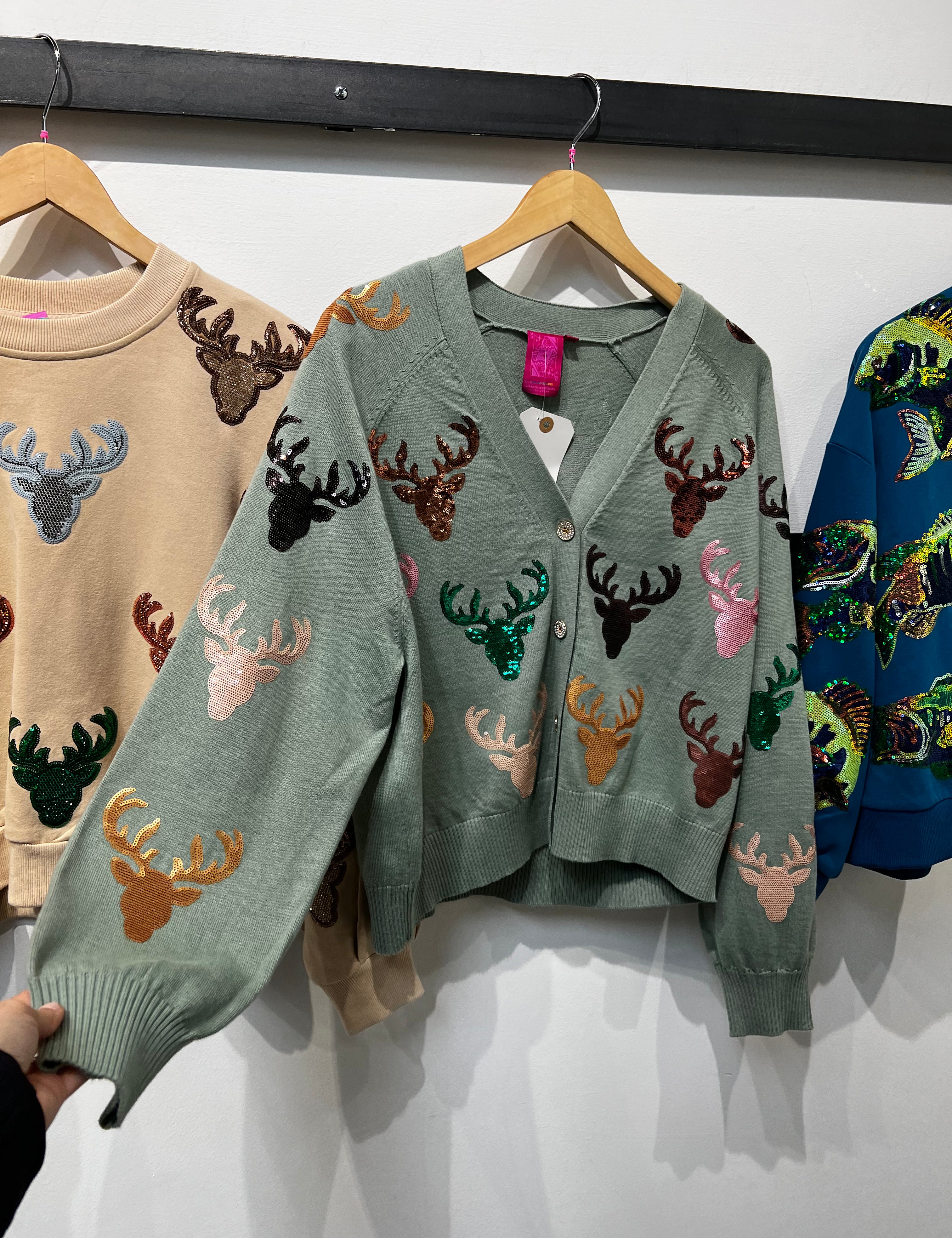 Scattered Deer Cardigan - Mint [Queen of Sparkles]