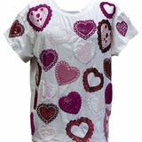 Multi Doily Heart Tee - White [Queen of Sparkles]