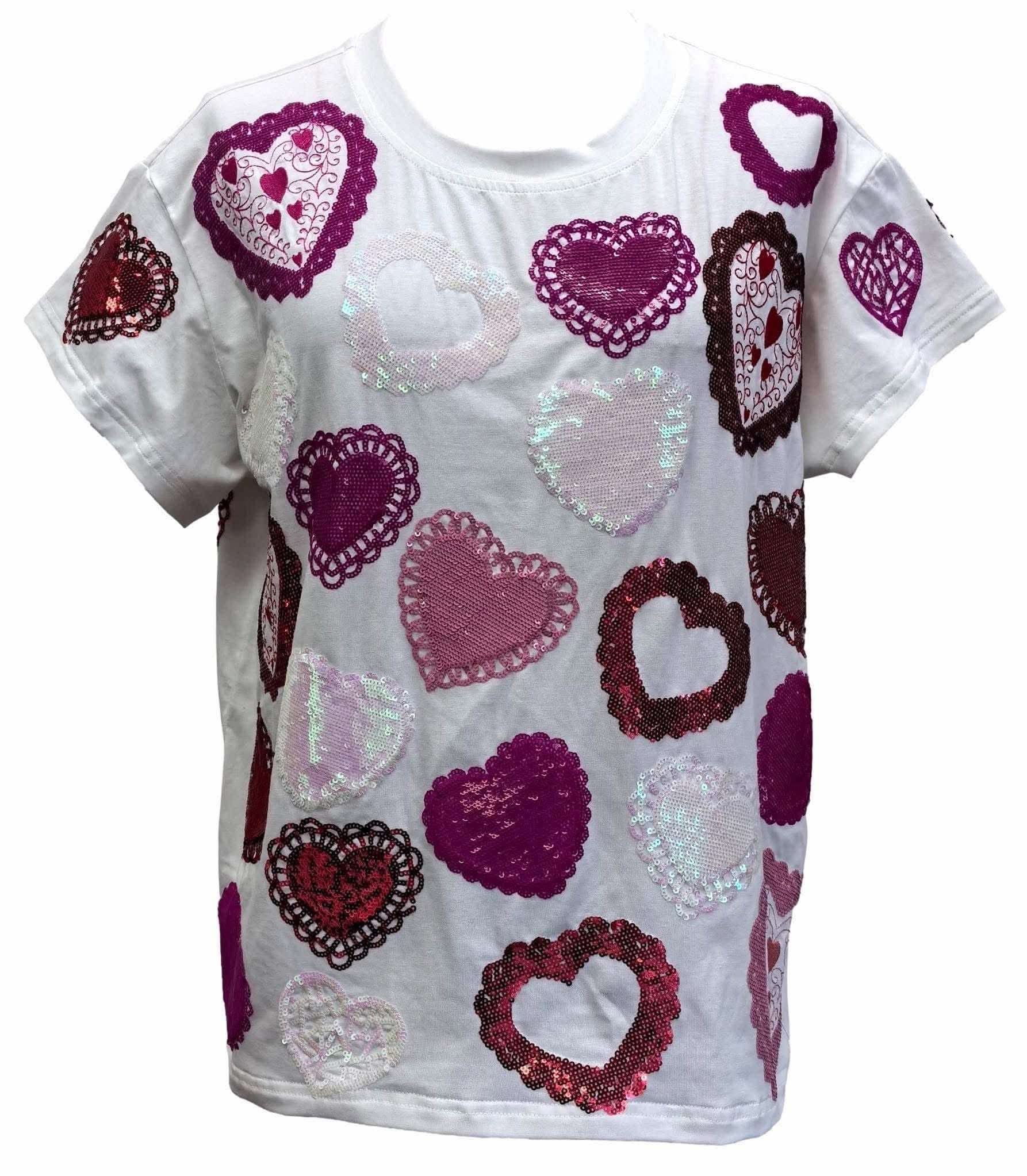 Multi Doily Heart Tee - White [Queen of Sparkles]