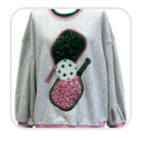 Jeweled Sport Stripe Pickle Ball Sweatshirt - Grey, Green & Pink [Queen of Sparkles]