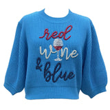 Red, Wine & Blue Pearl Sweater - Blue [Queen of Sparkles]