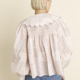 Felicity Scallop Collar Tile Print Blouse - Pink Tile