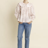 Felicity Scallop Collar Tile Print Blouse - Pink Tile