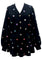 Button Up Multi Jeweled Heart Cardigan - Black [Queen of Sparkles]