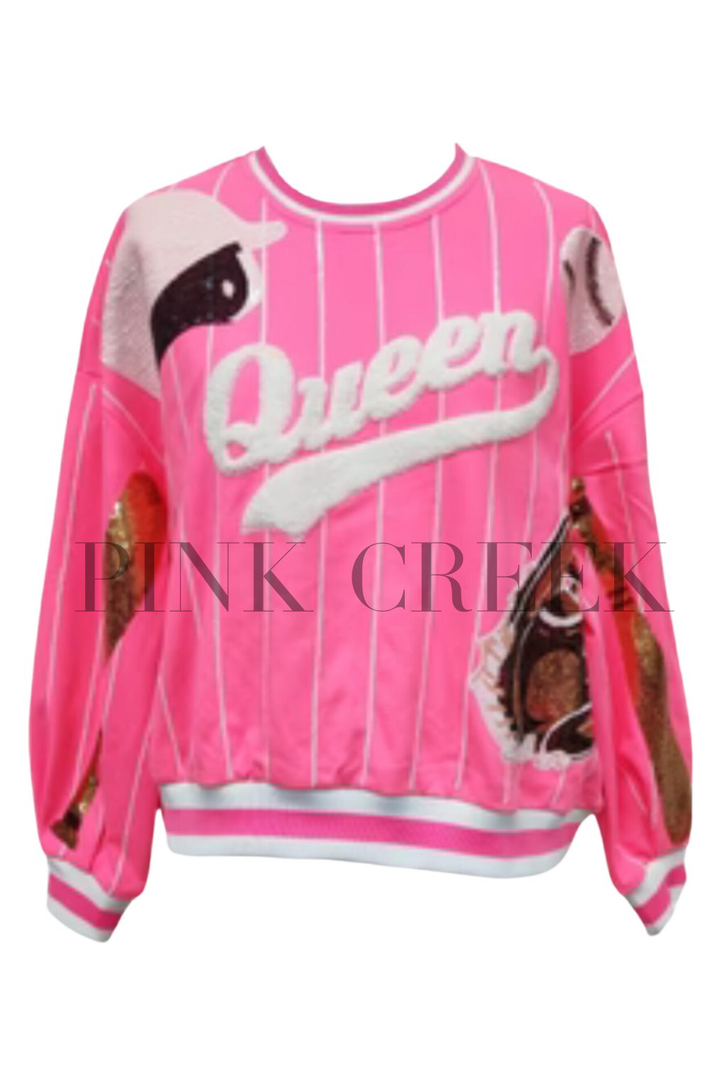 Preorder Batter Up Queen Sweatshirt Neon Pink Queen of Sparkles