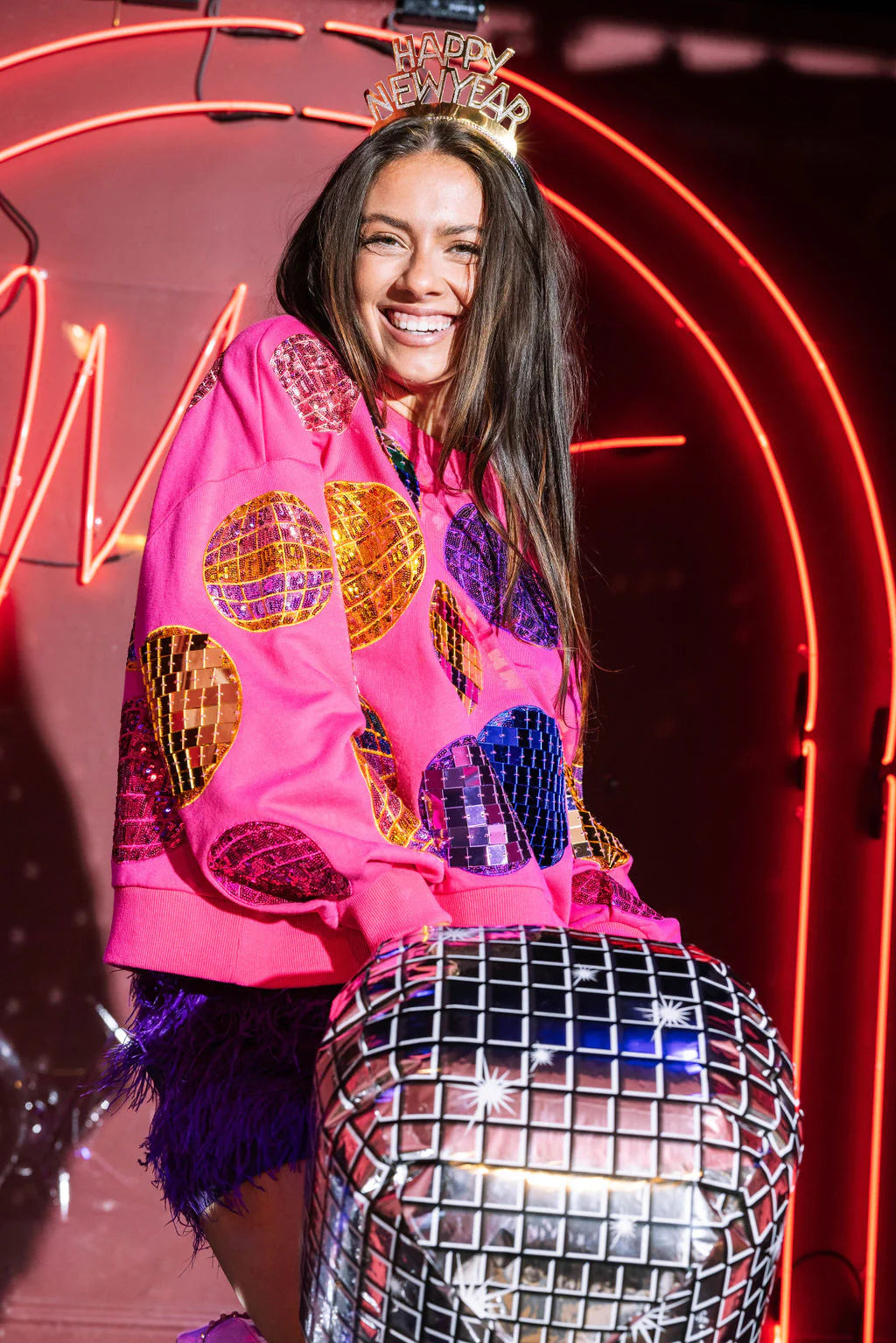 Hot Pink Disco Ball Sweatshirt