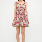 Frances Floral Tiered Mini Dress - Red