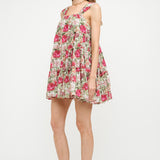 Frances Floral Tiered Mini Dress - Red