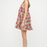 Frances Floral Tiered Mini Dress - Red