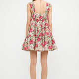 Frances Floral Tiered Mini Dress - Red