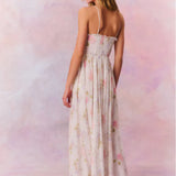 Santee Lurex Chiffon Floral Maxi Dress - Pearl Drop [LoveShackFancy]