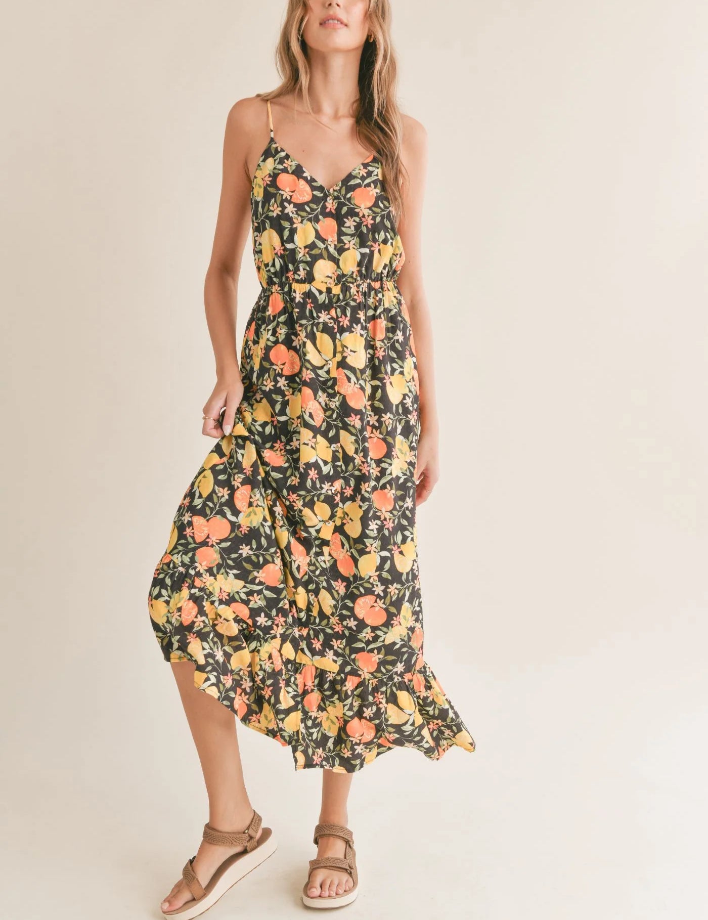 Gia Fruitful Button Down Maxi Dress