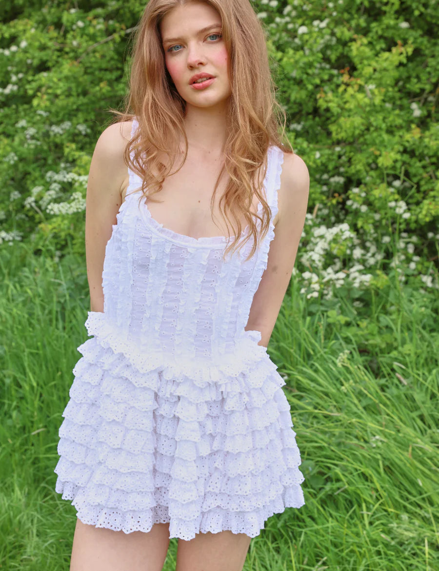 Preorder Genevieve Ruffle Mini Dress - White [Amy Jane London]