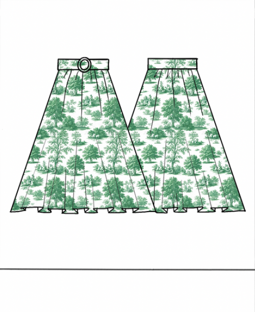 Thena Belted Midi Skirt - Eden Green Toile [Prosperina]