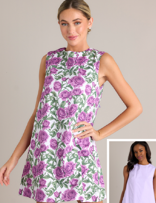 Blake Reversible Shift Dress - Violet Blooms Lilac [Prosperina]