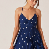 Blythe Polka Dot Flowly Dress - Navy [ASTR]