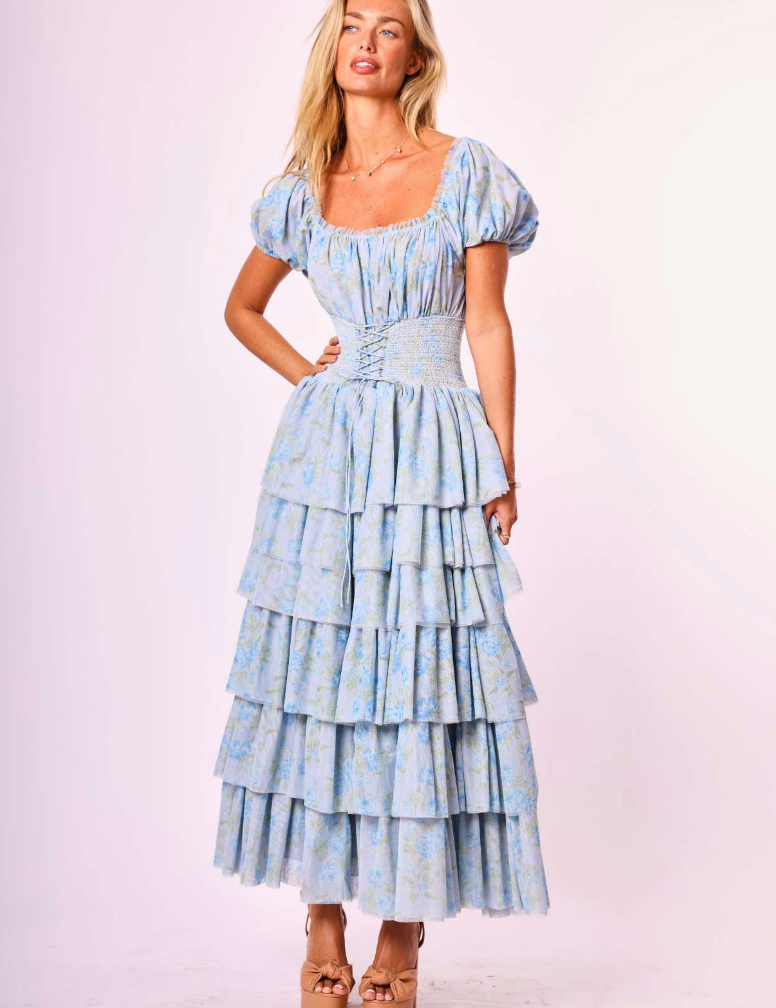 Arabella Floral Maxi Dress - Blue Tapestry Rose [Amy Jane London]