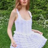 Preorder Genevieve Ruffle Mini Dress - White [Amy Jane London]