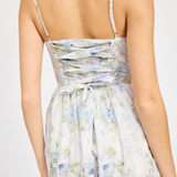 Scarlet Tie Back Corset Midi Dress - Blue Sage Floral [En Saison]