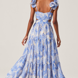 Fritillaria Floral Ruffle Sleeve Maxi Dress - Blue Floral [ASTR]