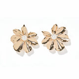 Ainsley Pearl Gold Flower Earring