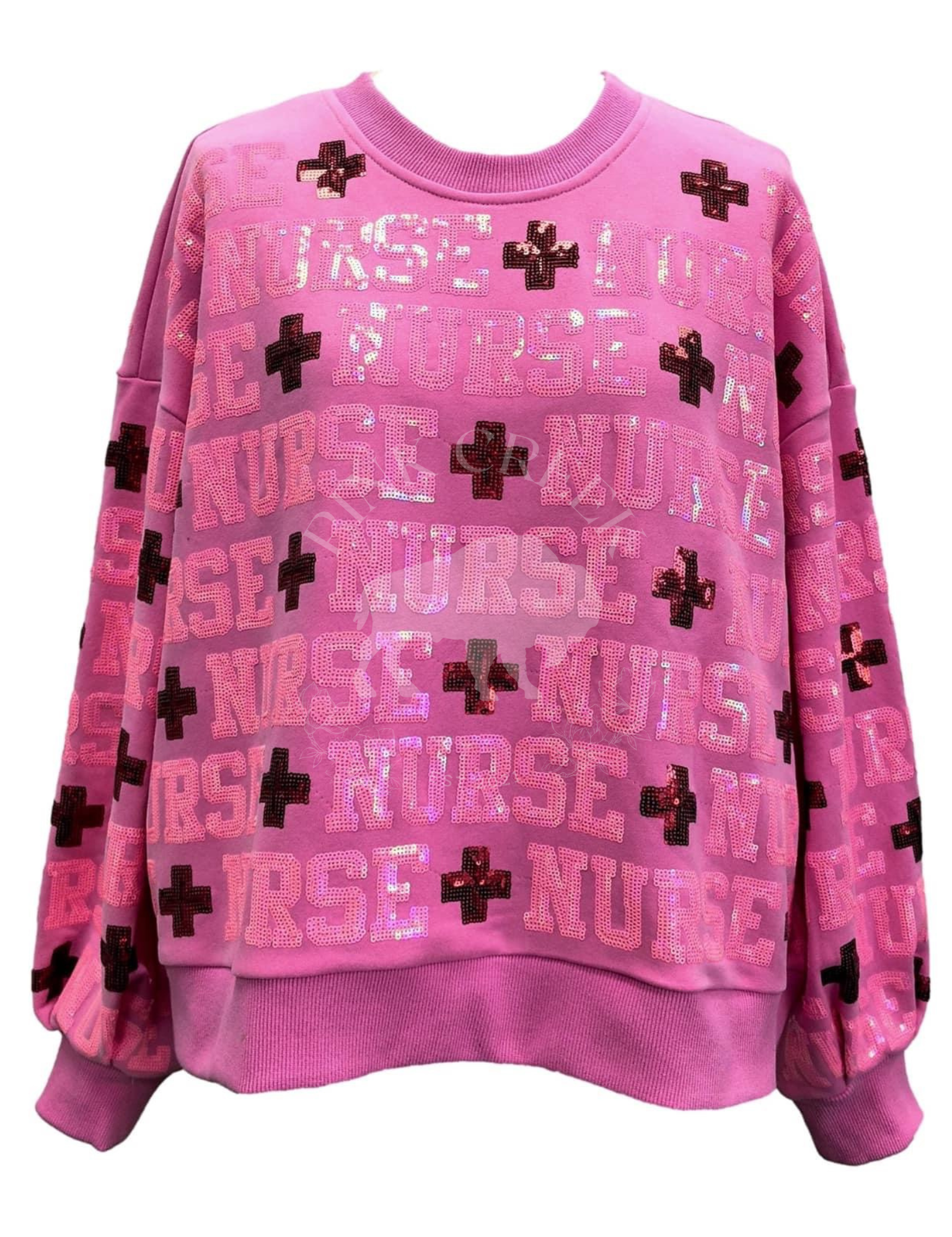 "Nurse" All Over Sweatshirt - Pink [Queen of Sparkles]