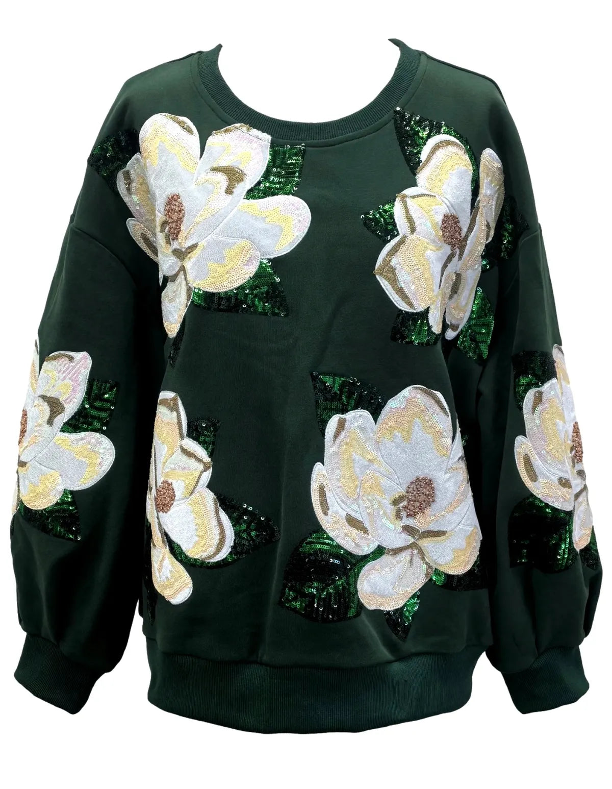 Magnolias Sweatshirt - Dark Green [Queen of Sparkles]