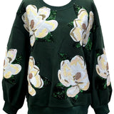 Magnolias Sweatshirt - Dark Green [Queen of Sparkles]