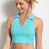 Farrah Butter Collared Cropped Tank Highlight Blue