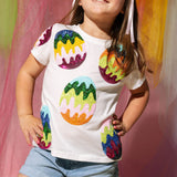 Child Size Groovy Easter Egg Tee White Queen of Sparkles