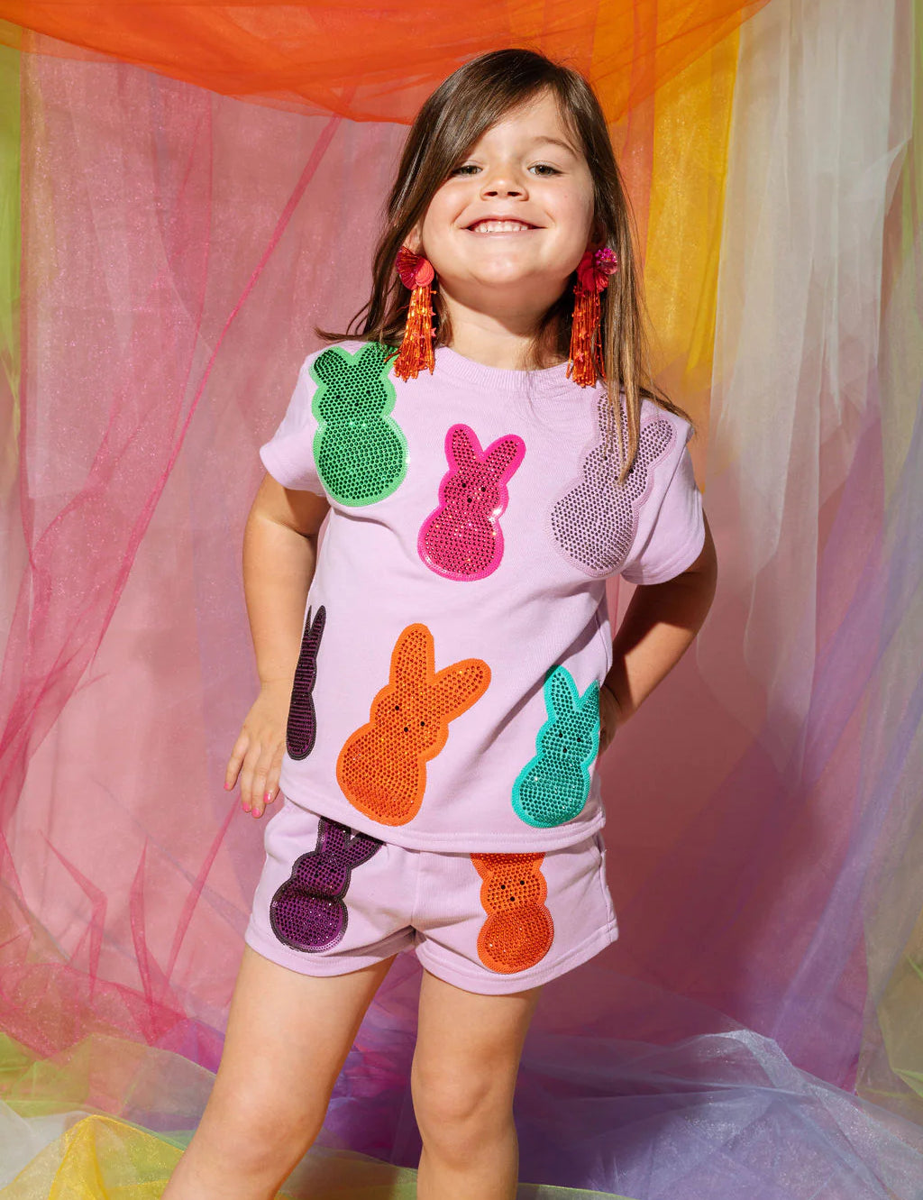 Child Size Multi Peeps Top Lavender Queen of Sparkles