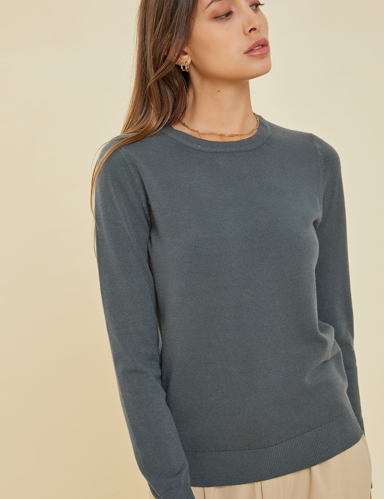 Ellery Classic Long Sleeve  Sweater Spruce