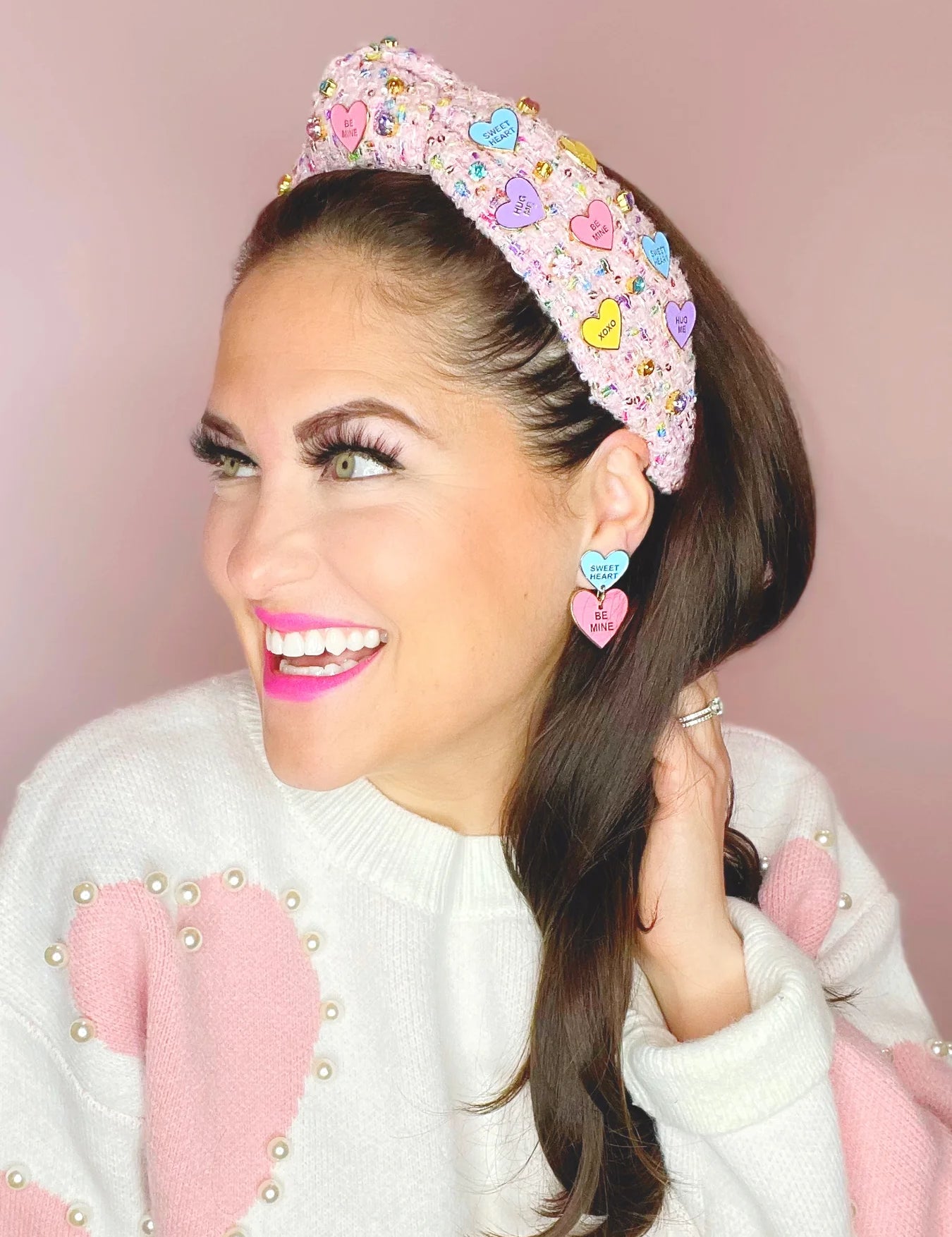 Heart Candy Tweed Headband with Crystals [Brianna Cannon]