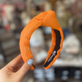 Orange Solid Tweed and Gold Headband