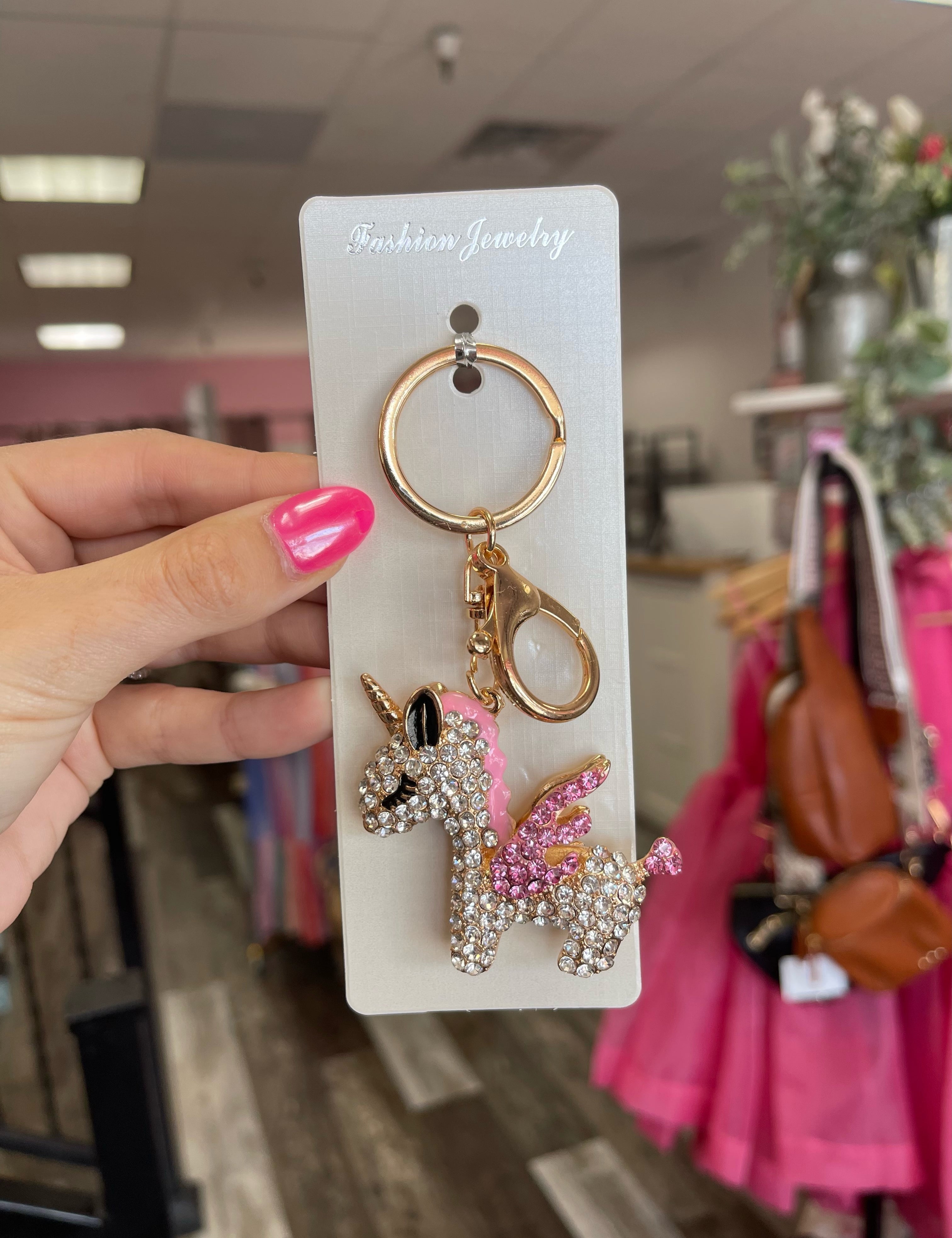 Pink Unicorn Keychain