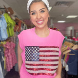 American Flag Sweater Tank - Neon Pink [Queen of Sparkles]