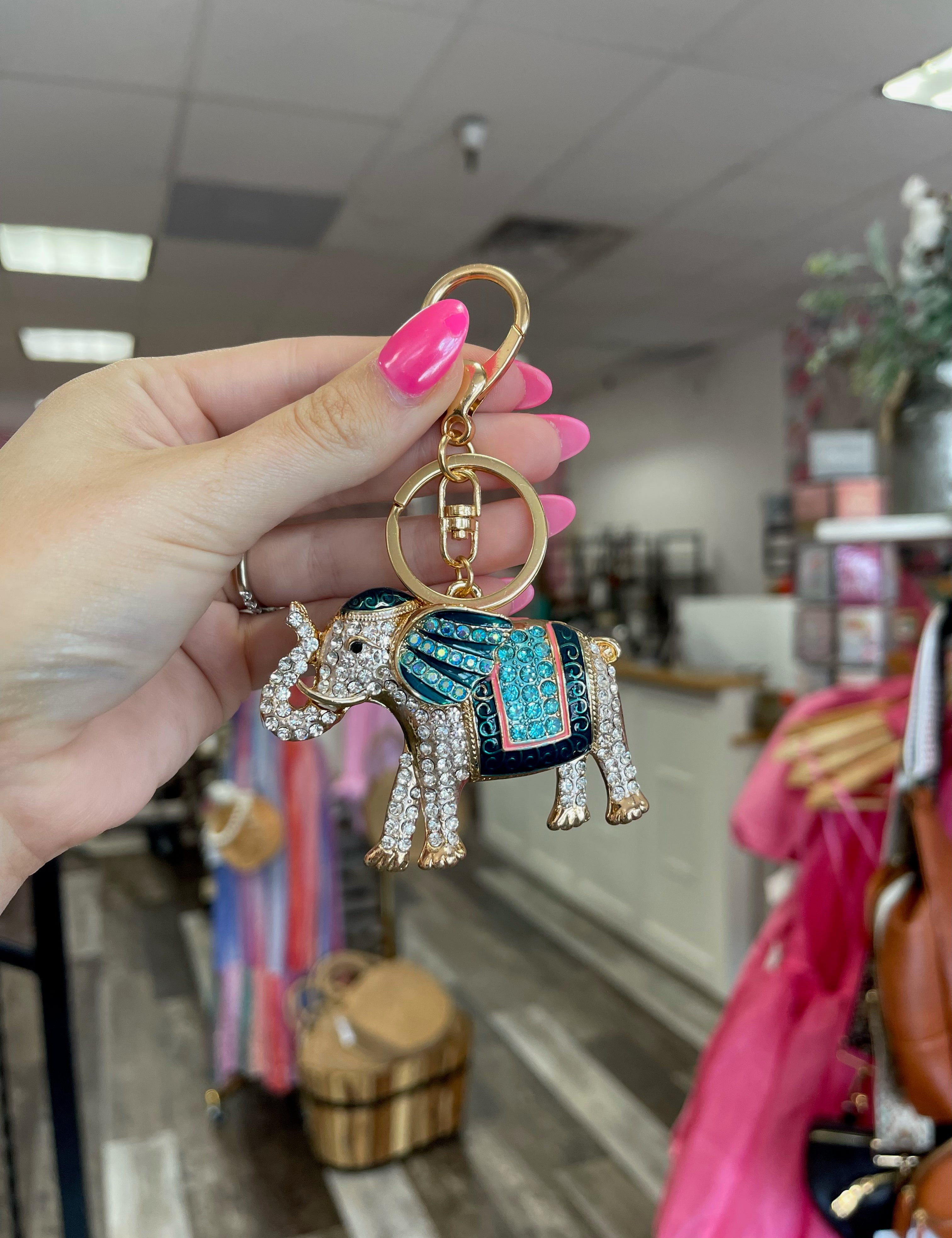 Blue Elephant Keychain